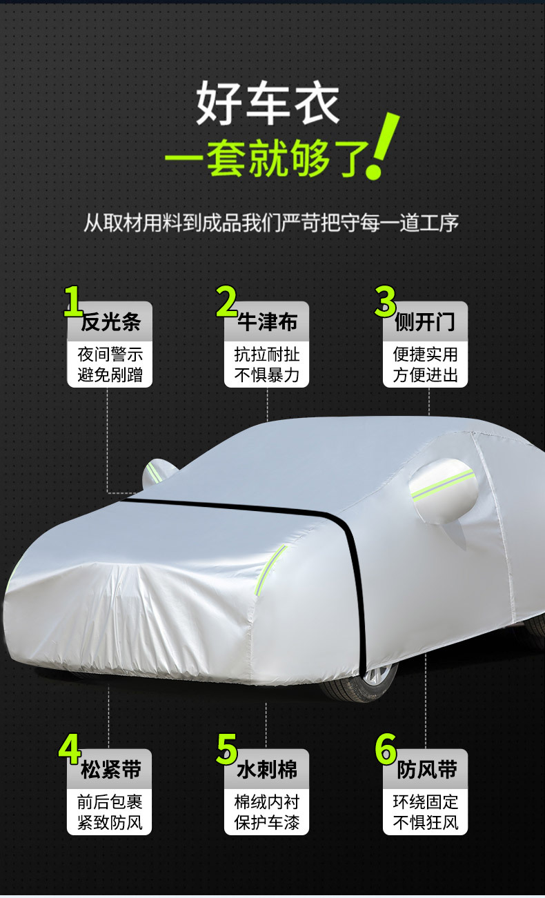 Car cover in stock, cross-border style, made of canvas and Oxford cloth, with fleece lining, offering sun protection, waterproofing, and heat insulation, suitable for all seasons and all types of vehi