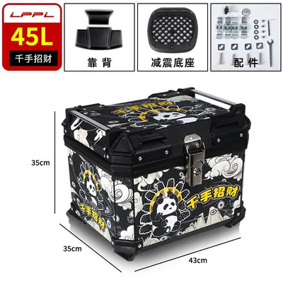 tail box: Motorcycle trunk - thousand-hands-lucky-45l-m-high-configuration-backrest-shock-absorbing-bottom-plate-thickened