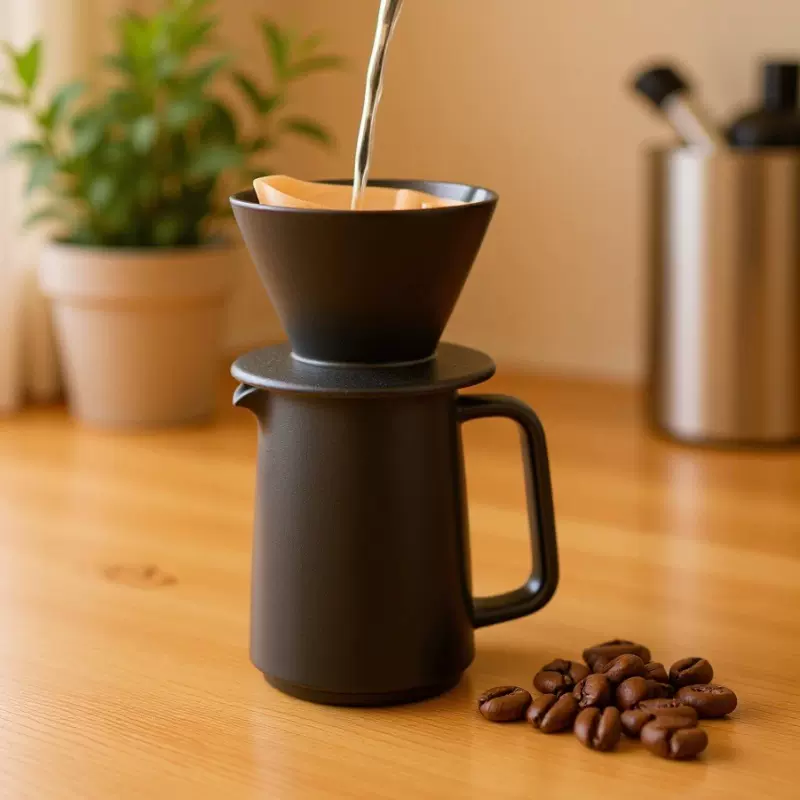 跨境外贸陶瓷咖啡壶奶茶壶 复古V60锥形咖啡过滤器陶瓷家用分享壶