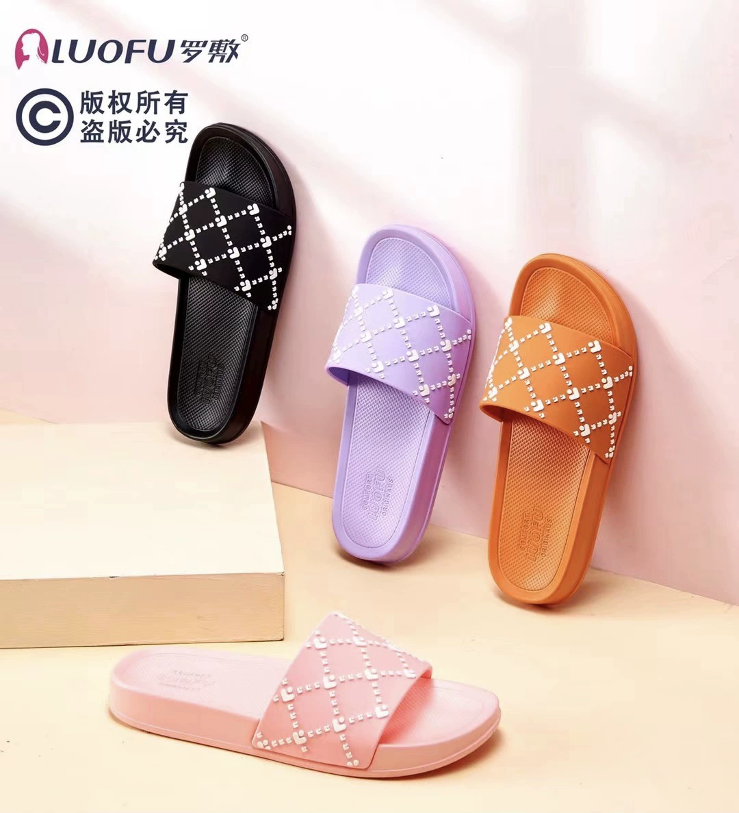 Новые Тапочки luofu, женские летние домашние уличные домашние носки с противоскользящим толстой подошвой