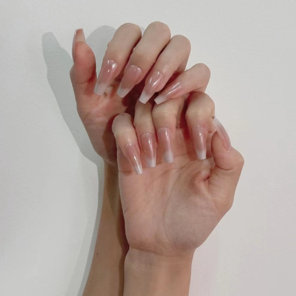 Yiyi Dance Wear Armor Red de celebridades de Internet Estilo caliente Coconut Latte Nail Nail Wholesale de longitud media Aurora Pure Wind Gradiente