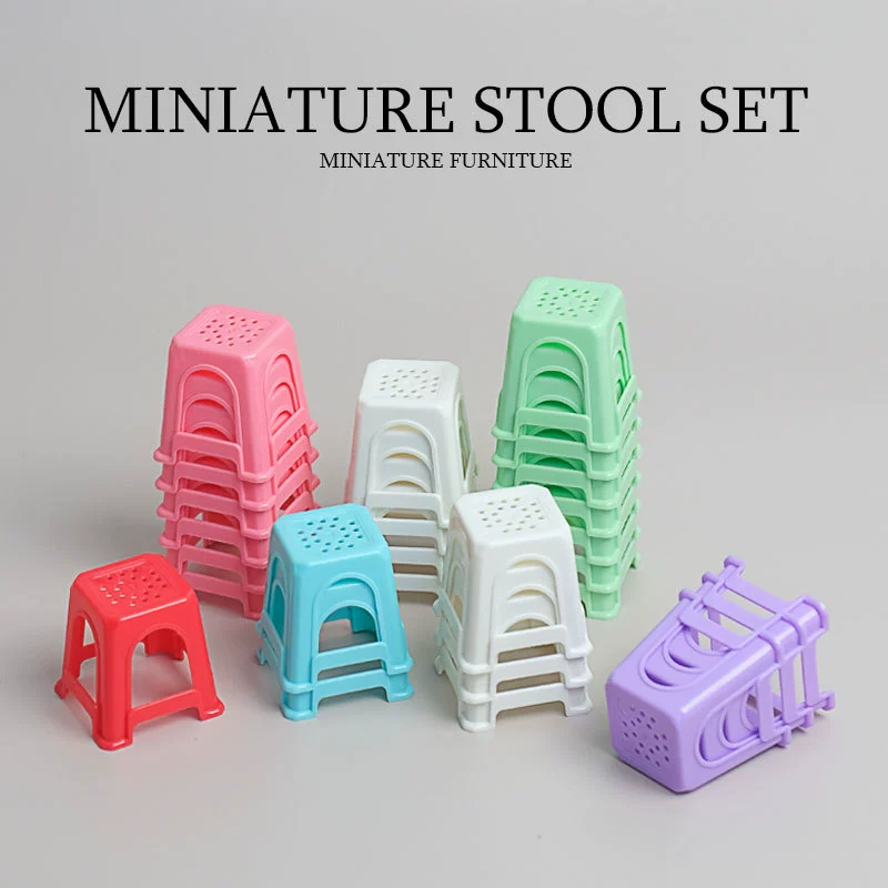 Миниатюрный табурет провинции Гуандун, имитация маленького стула, пластиковый табурет, модель еды, игрушка, аксессуары для кукольного домика, миниатюрная сцена.
