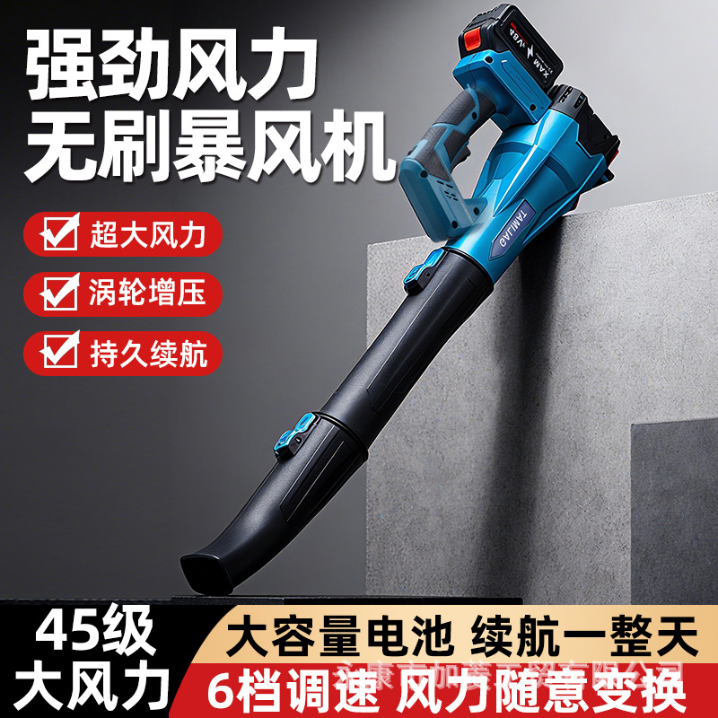 Storm Blower Dust Removal Snow Blower Violent Turbine Fan Lithium Battery Blower Industrial-Grade Powerful Blower