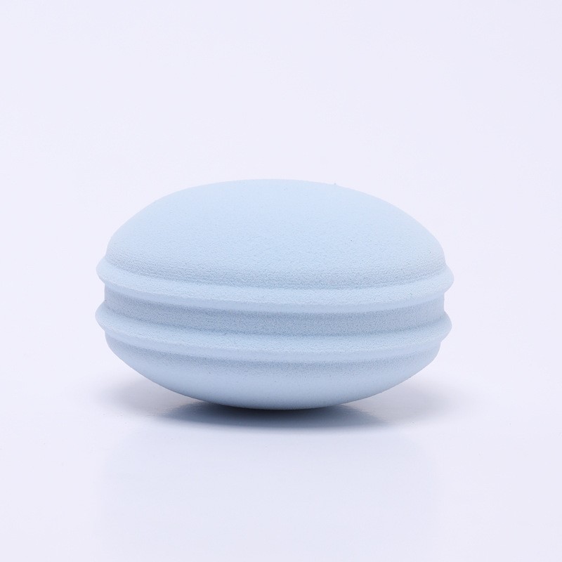Fábrica personalizada macarón huevo de maquillaje hidrofílico no látex esponja de maquillaje PU no comer polvo, huevo de maquillaje seco y húmedo de doble uso