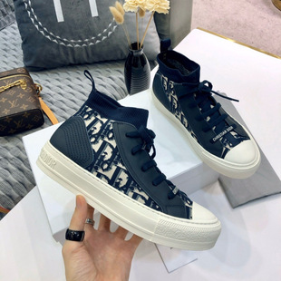 Original Standard 2024 New Knitted Socks 2023 Letter Presbyopic Canvas Shoes High-Top Casual Sneakers Completed
