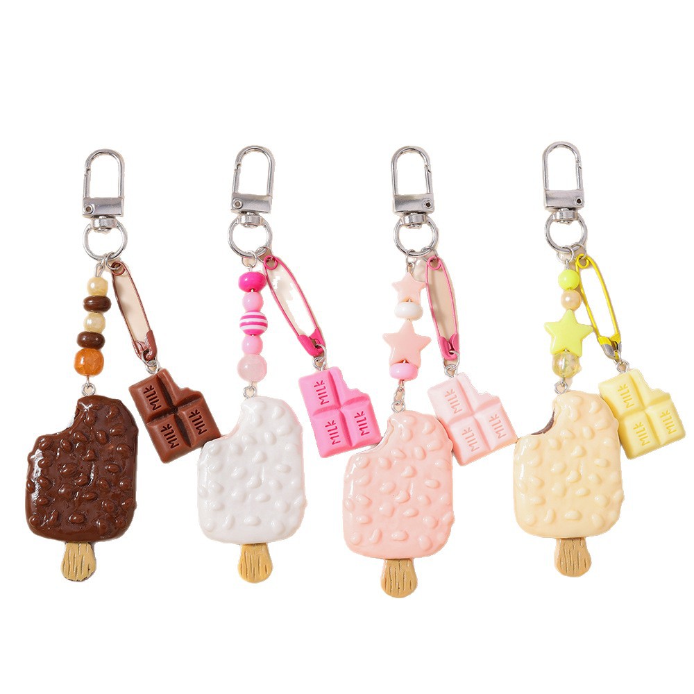 Nuevo cross-border venta caliente de cuentas estrellas simulación de helado de chocolate llavero llavero bolso colgante