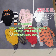 跨境外贸原单2024新款卡特男女童装长袖可爱卡通三角爬衣哈服包屁