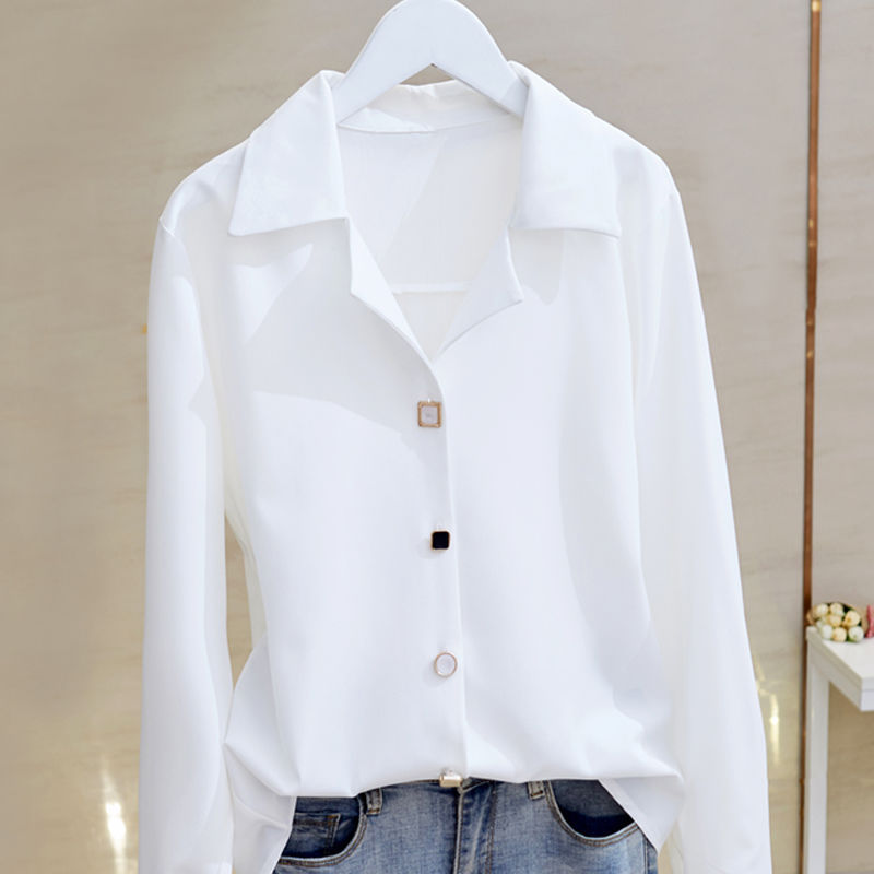2025 Store Clearance Genuine Cut Label Women's White Collar Shirt Elegant Top Niche Long-Sleeve Shirt
