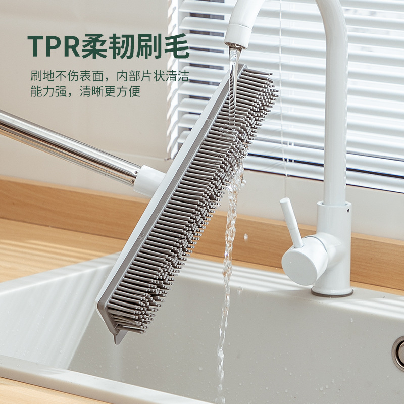 Bathroom Floor Brush Long Handle Brush Tile Toilet Bathroom Hard Bristle Brush Floor Cleaning Tile Floor Silicone Brush