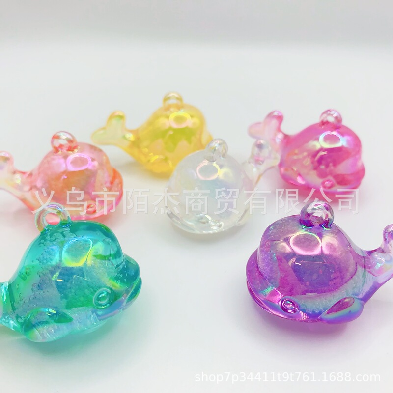 透明な泡小さなクジラカラフルなイルカメッキ ab カラーアクリル diy ペンダントキーホルダーバッグ装飾ブレスレットアクセサリー|undefined