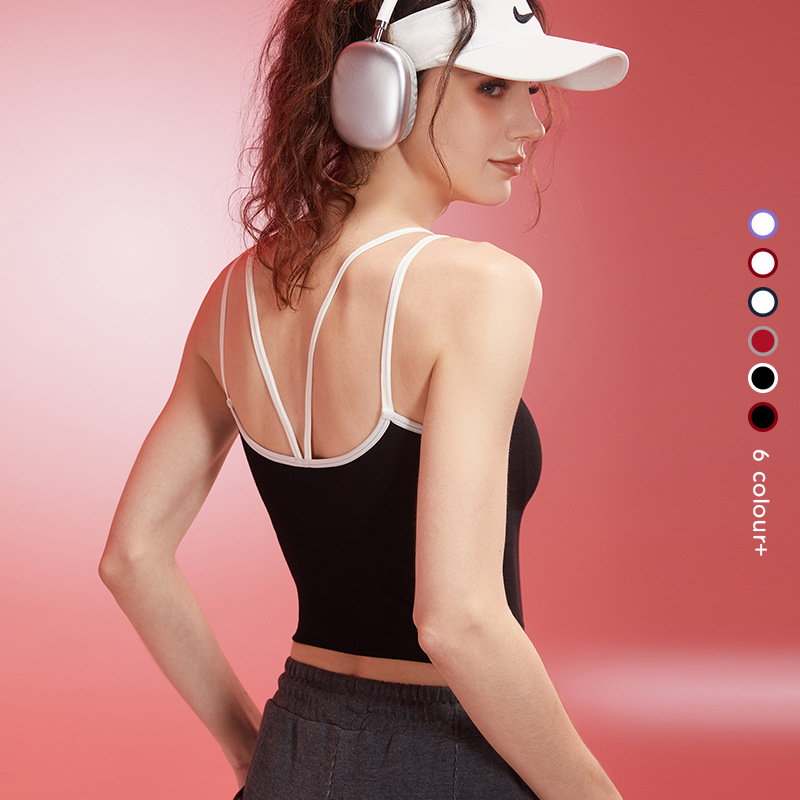 유럽과 미국 고강도 피트니스 더블 스트랩 요가 조끼 여성 스포츠 속옷 처짐 방지 필라테스 액티비티 브라