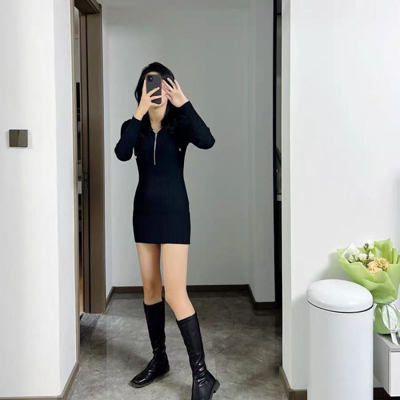 Autumn Chic and Unique Skirt, Autumn Dress for Petite Internet Celebrities, Bodycon Dress with Long Sleeves, 2025 New Women's Model