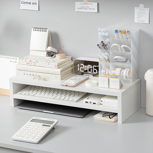 Office computer monitor heightening stand desk keyboard organization storage tray dish rack support stand
