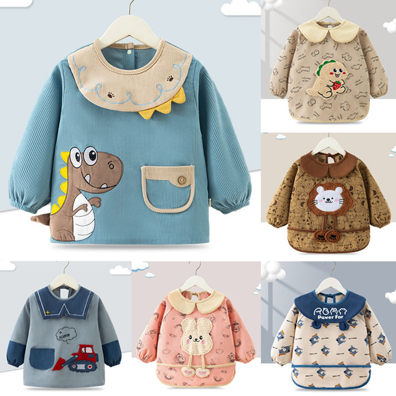 Autumn and Winter Baby's Cover Children's Waterproof Anti-Dressing Infant Crystal Velvet Bib Rice Pocket Mother and Baby Apron