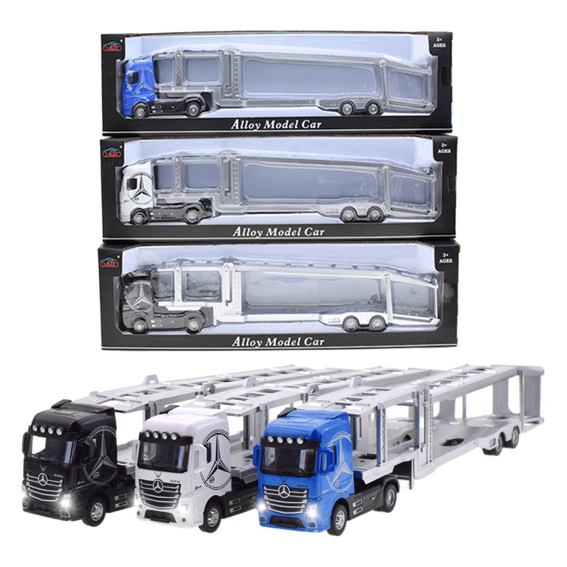 Juguete para niños simulación aleación ingeniería transporte remolque decoración de sonido y luz contenedor camión modelo de coche al por mayor