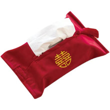 婚禮喜慶創意定制絨布紙巾袋 新年禮品布袋 車載個性抽紙紙巾盒