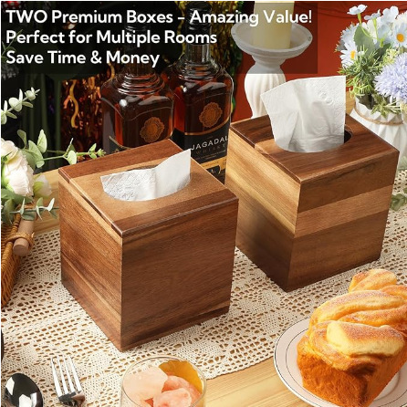 Cross-Border Acacia Wood Tissue Box Large Capacity Tissue Box Solid Wood Pull-Out Bottom Tissue Storage Box Napkin Storage Box