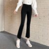 Fitted black flared trousers, 2021 collection, high waist, autumn