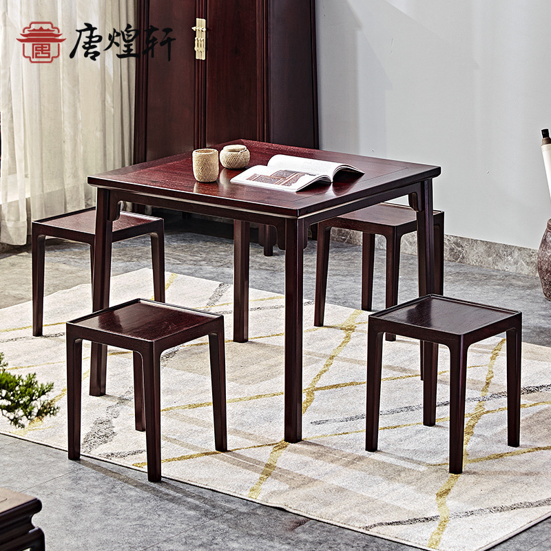Special Offer Mahogany Furniture Chinese Style Blood Sandalwood Eight Immortals Table Dining Table and Chair Combination African Small Leaf Red Sandalwood Dining Table for Home Use