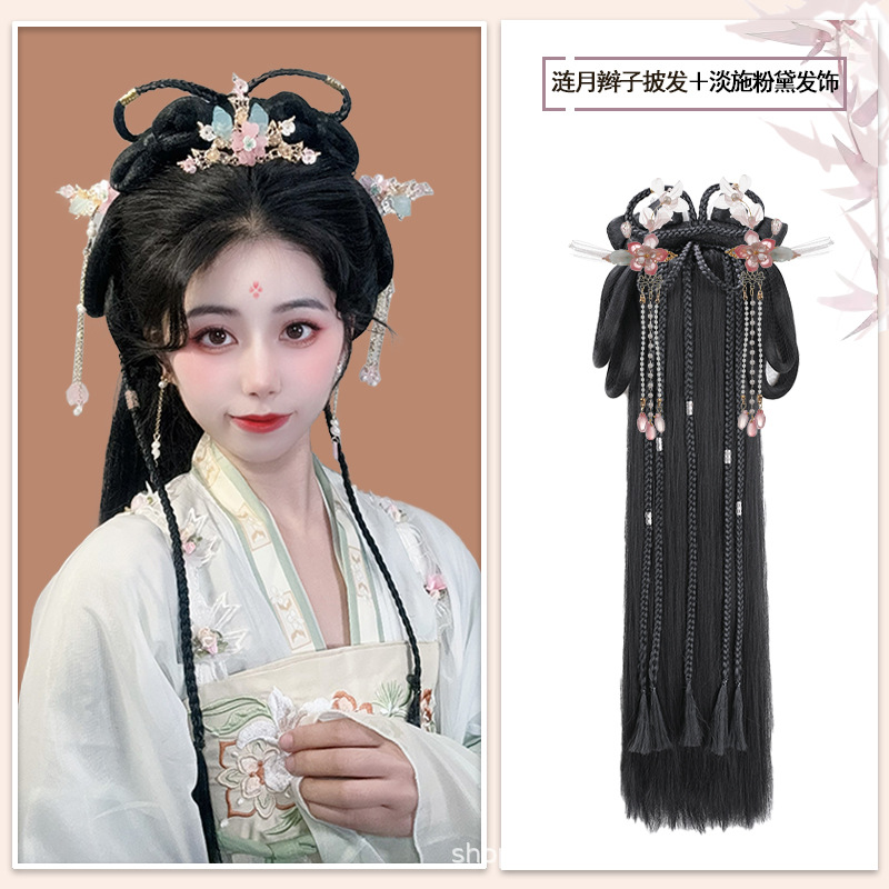 밝은 핑크 데이지가 있는 성인을 위한 밝은 달의 땋은 머리