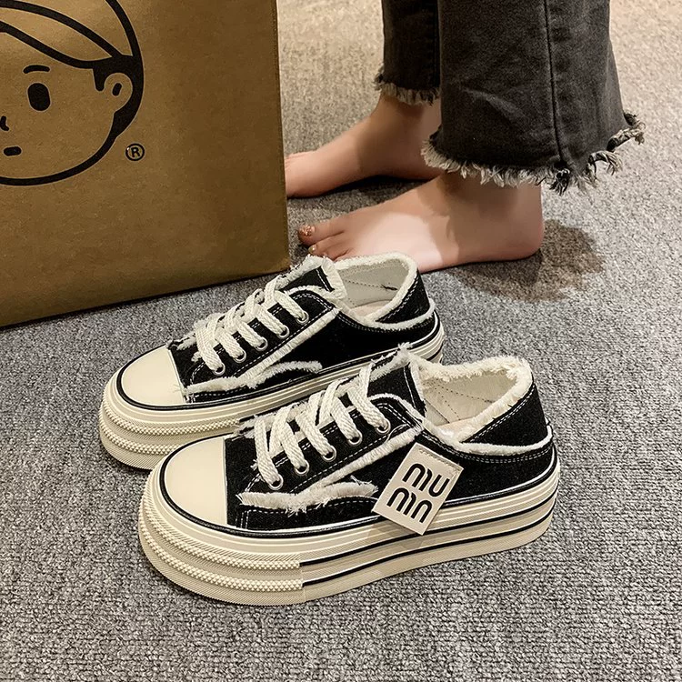 Женские кеды 2025: Новинка весны, тонкие, дышащие, на толстой подошве, двухсторонние слипоны, белые повседневные кроссовки