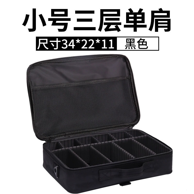 Pequeño bolsillo de red de hombro negro de tres capas