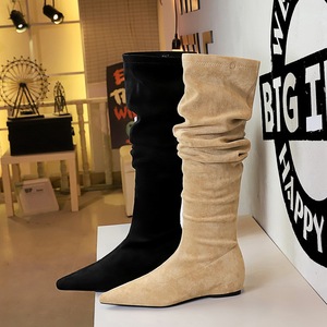 8288 over the knee long boots for women, with side zippers, pleats, stacked boots, slim boots, high rise boots, flat bot