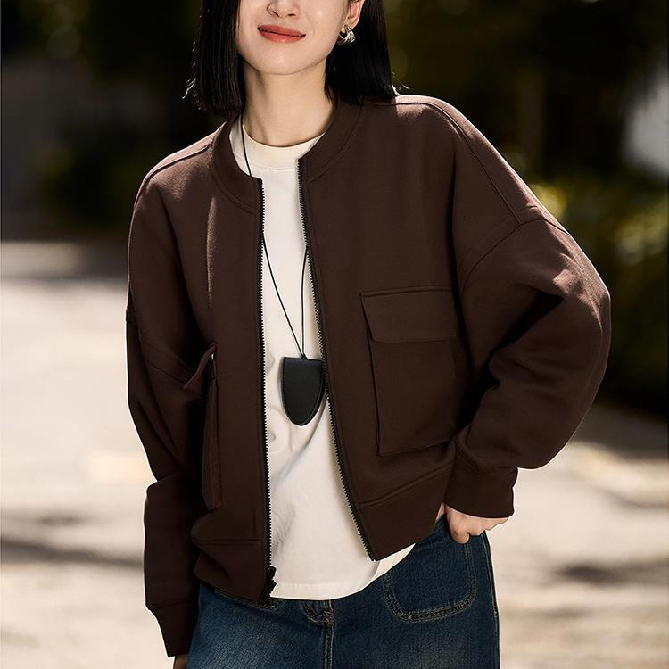 "Pragmatism" 2025 Autumn and Winter Thin Velvet Version Workwear Style Baseball Jacket Casual Top for Women