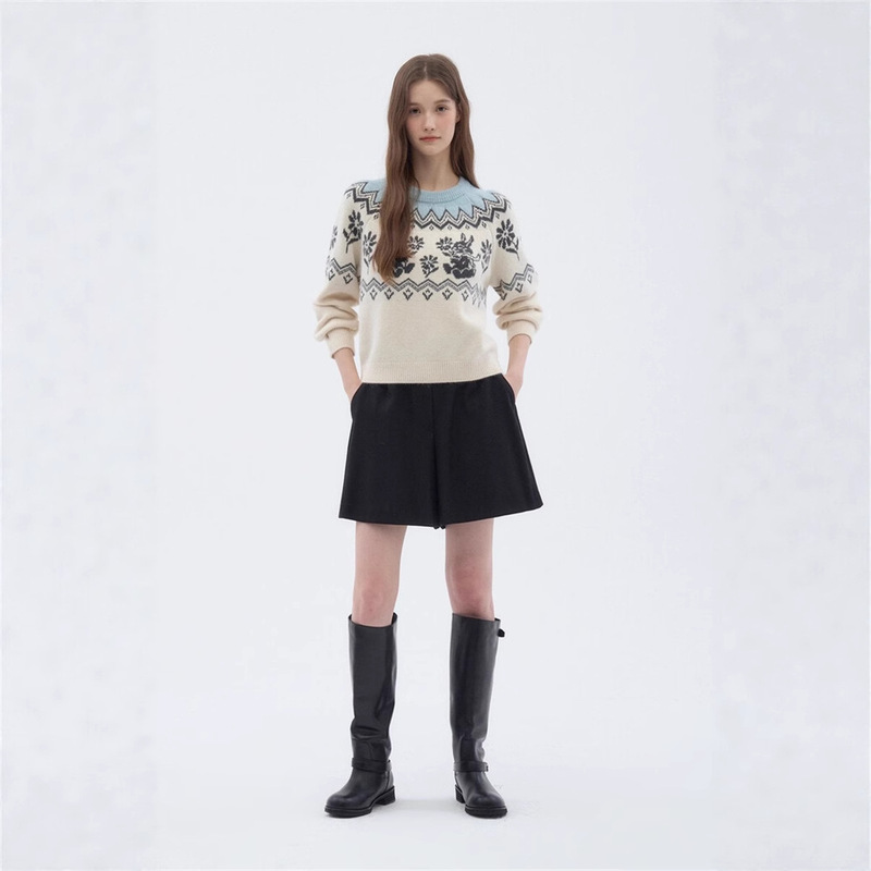 521008 Korea O2N Ao Jia Fair Isle Round Neck Rabbit Pattern Pullover Knitwear O22Fakto738W 521008 Korea O2N Ao Jia Fair Isle Round Neck Rabbit Pattern Pullover Knitwear O22Fakto738W