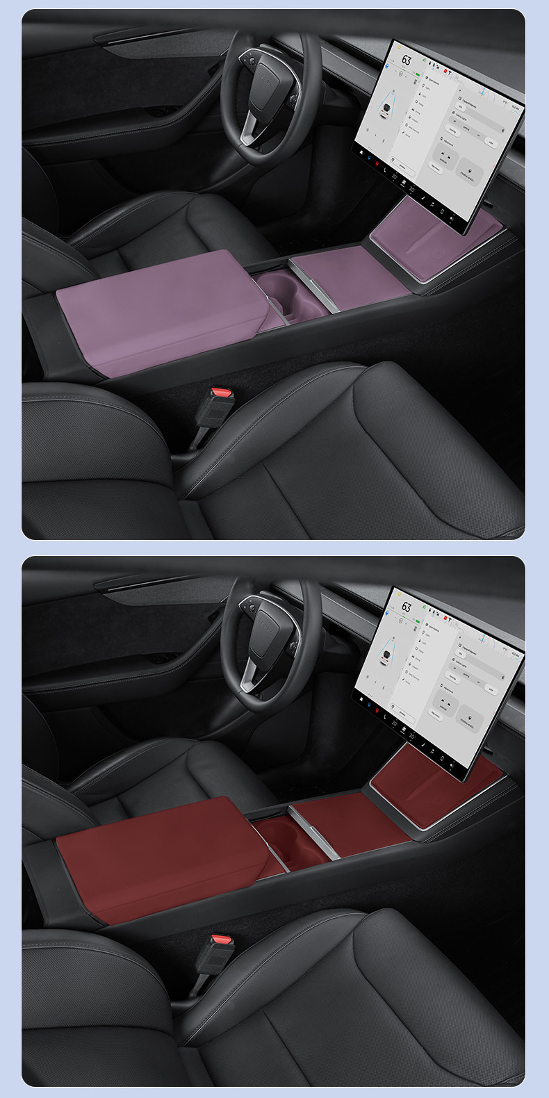Suitable for Tesla Model 3/Y/Yl New Version Silicone Armrest Box Cover Protective Cover Interior Modification Accessories