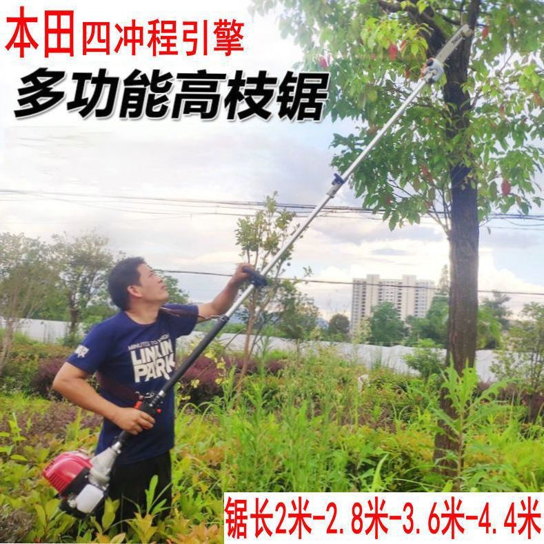 本田王加长汽油高枝锯进口链条加长杆园林果树修枝锯绿化高空油锯