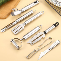 Stainless steel peeler set of six, household julienne peeler and peeling tool combo set with serving tray, fish scale peeler, small kitchen tools