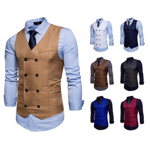 European code foreign trade cross-border new men's fashion double breasted gentleman formal casual vest vest jacket wholesale