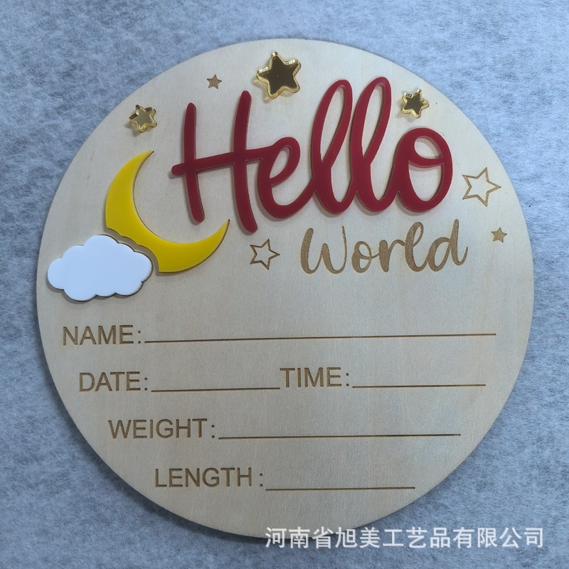 クロスボーダーこんにちはワールドhello world 3Dアルファベット新入生木製赤ちゃんマイルストーンカード月|undefined