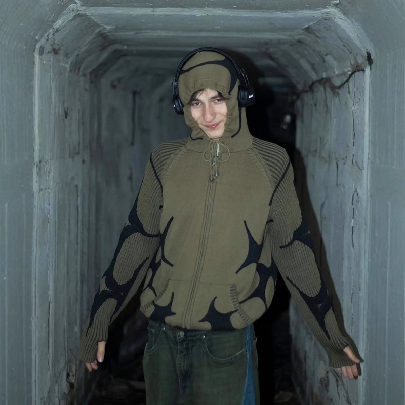 Autumn and Winter Gothic Hip-Hop Niche Knitted Jacquard Design Crop Loose Gothic Retro Lazy Ins Sweater