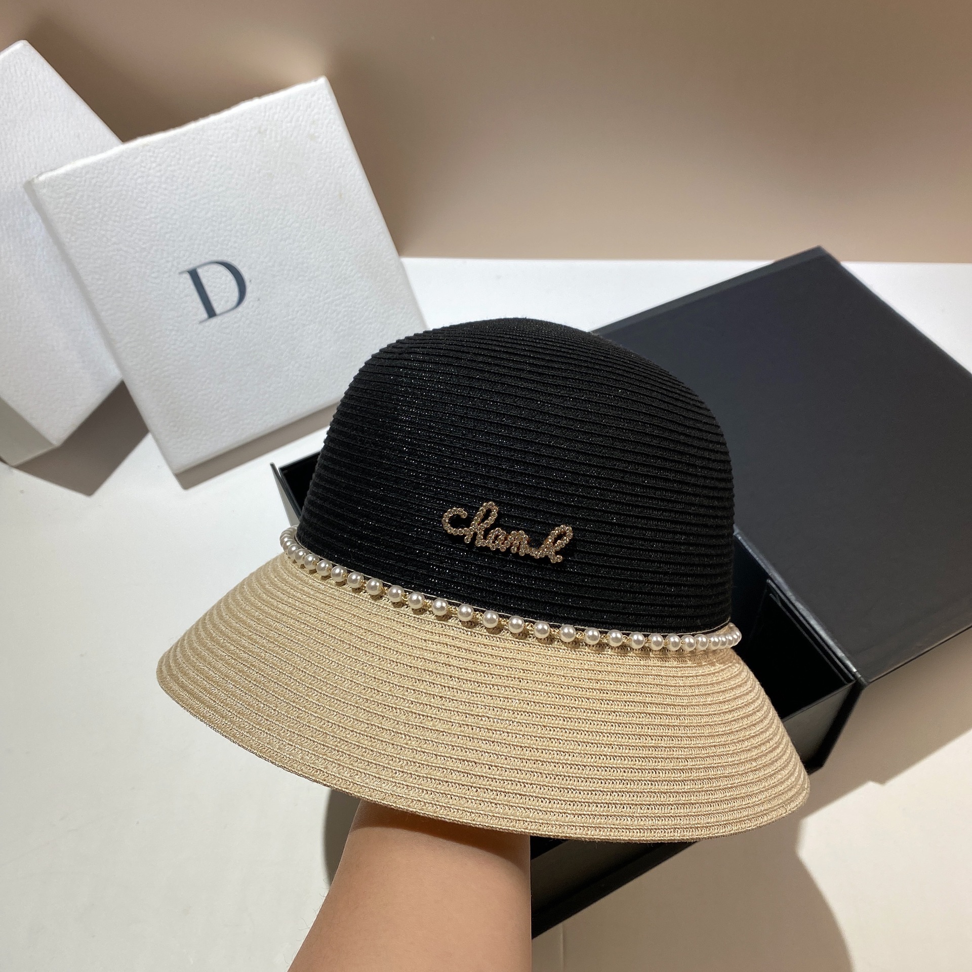 Été Pliable, Lavable, Parasol, Crème Solaire, Pot Coloré Célébrité Élégante, Petit Vent Parfumé, Chapeau De Paille Perlée,_voghion.com