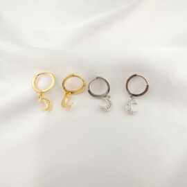 铜镀18K真金耳扣微镶锆石素圈耳圈保色耳环轻奢高级感diy饰品配件