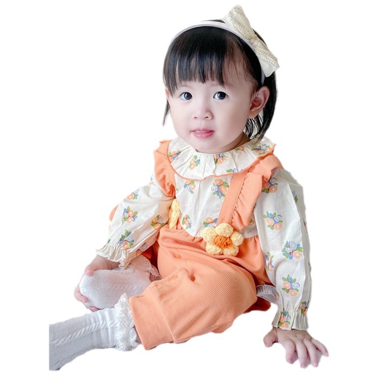 Ropa de bebé primavera y otoño bebé mono bordado conejito ropa de bebé cuello redondo falso dos ropa de recién nacido