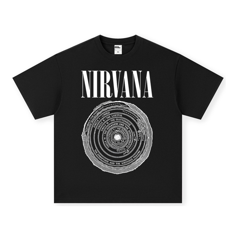 NIRVANA ロックアメリカン 3D デジタルプリントレトロ半袖 T シャツクロスボーダープリントアメリカンファッションヴィンテージ模造綿|undefined
