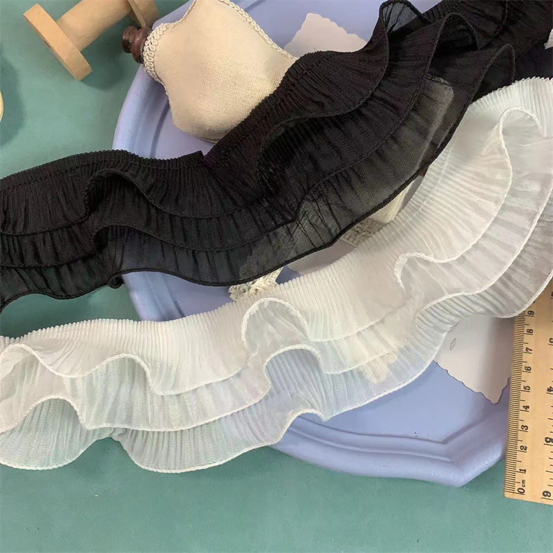 7.5cm wide three-layer ruffled chiffon lace accessories dress pendulum clothing doll hem decoration