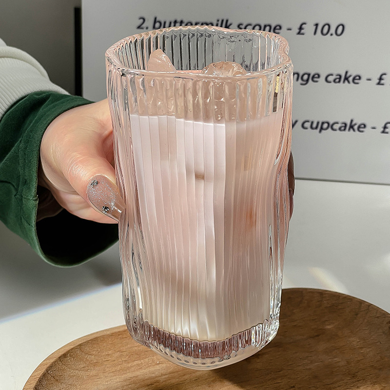 ins风家用不规则扭扭杯冰美式拿铁咖啡杯玻璃杯夏天果汁杯冷饮杯|undefined