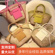 夏季新款简约大容量沙滩包托特包手提单肩包草编包手工编织包