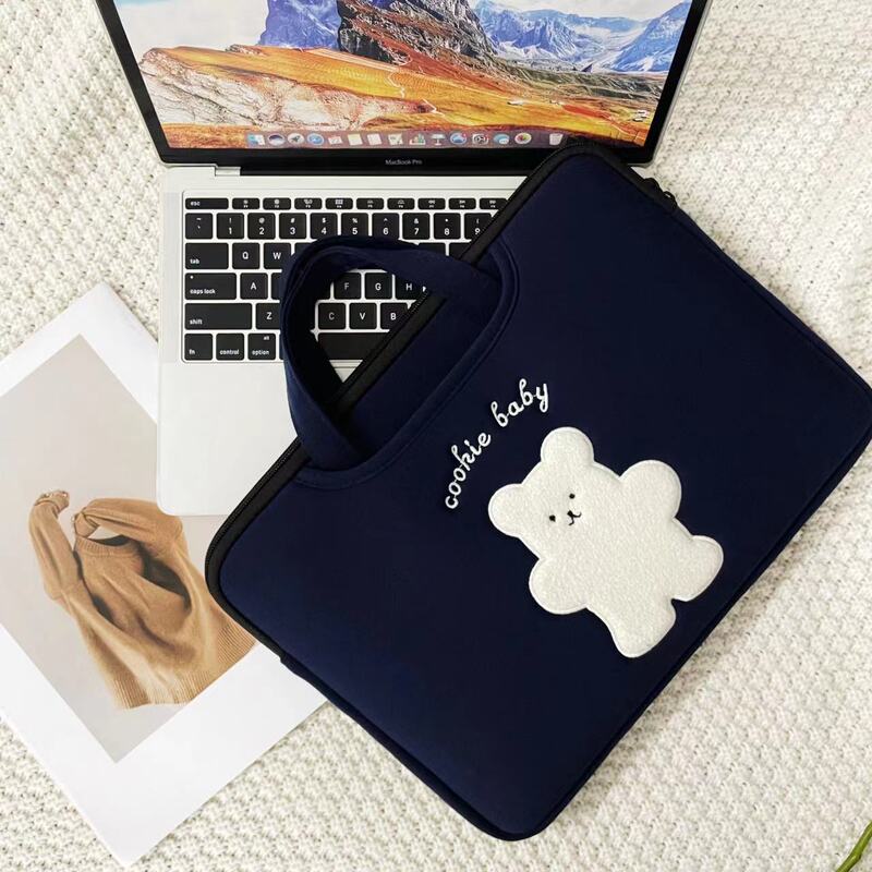 Korean Cute Bear Computer Bag Apple 13.3 Lenovo Huawei 14/ 15inch Hp 15.6/ 16inch Handbag