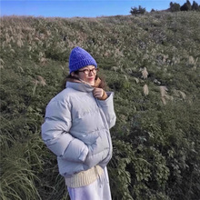 韩国 si*nne 24冬季新款 百搭撞色毛边 立领羽绒服