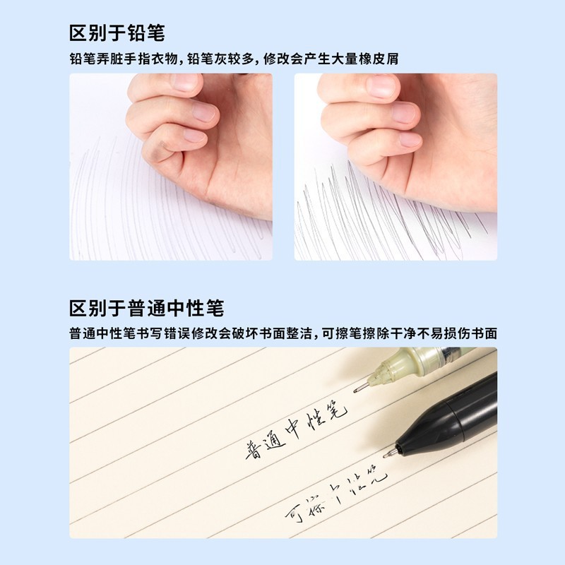 得力SA261可擦按动可擦中性笔0.5mmST头(黑/晶蓝)(支)12支装|undefined