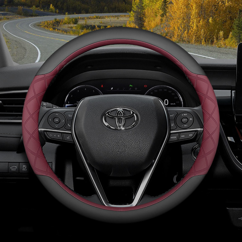 Steering wheel cover Covers for the Ninth-Generation Camry - black-burgundy-set-type-ultra-thin-style-default