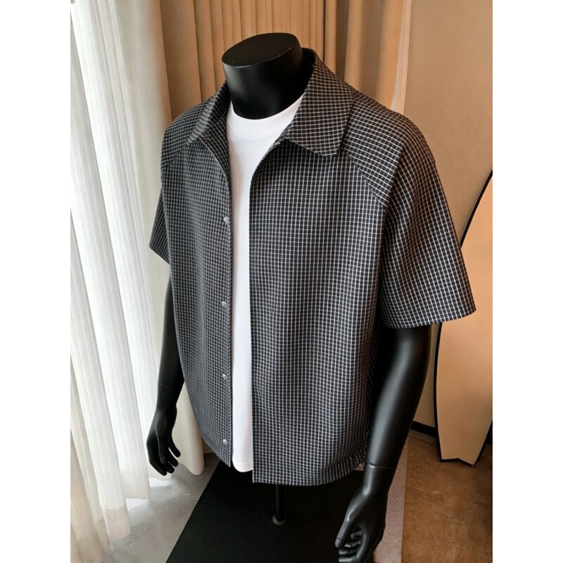 American Retro Plaid Short-Sleeved Shirt for Men 2026 Summer Loose Casual Shirt Versatile Youthful T-Shirt Jacket