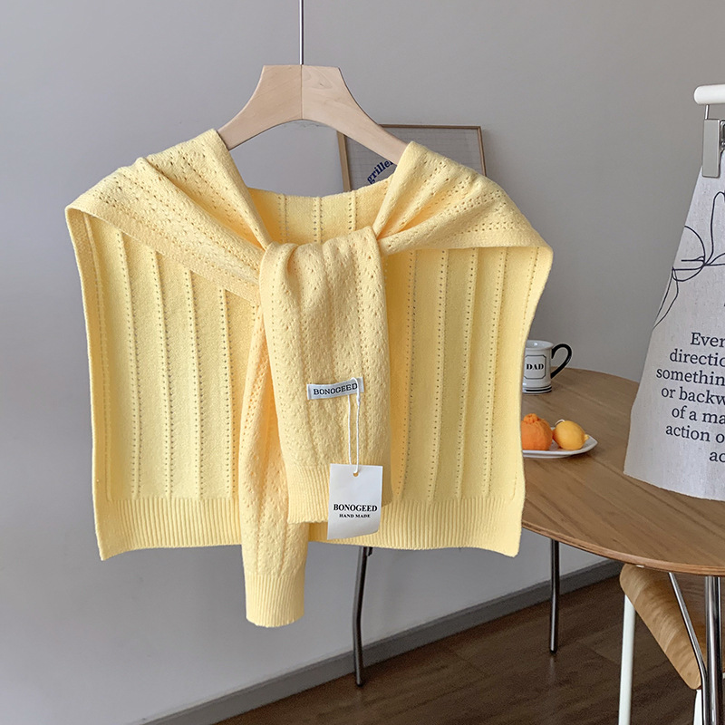 Sopa de punto de alta sensación coreana Dongdaemun primavera y otoño bufandas de torsión universal agujeros respirables sopa de mujer