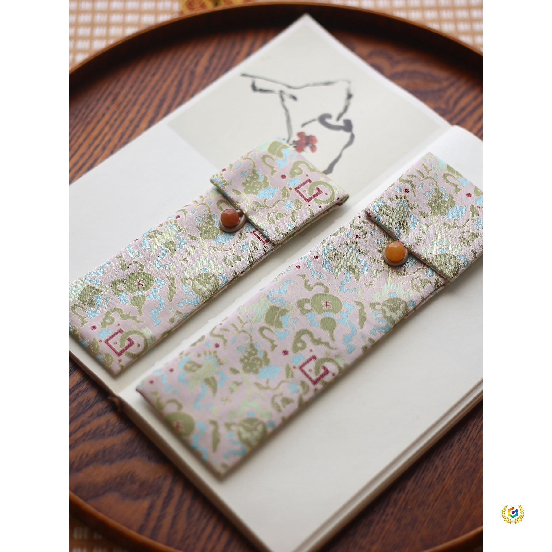 ✅中式织锦发簪 钢笔书签香筒线香管香具文玩首饰便携收纳礼品布