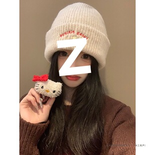 Cute Puppy Embroidered Knitted Woolen Hat for Women 2025 New Autumn and Winter Face-Showing Small Versatile Large Head Circumference Hat